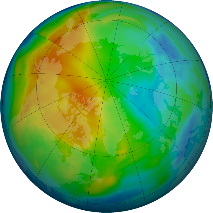 Arctic ozone map for 25 November 1984